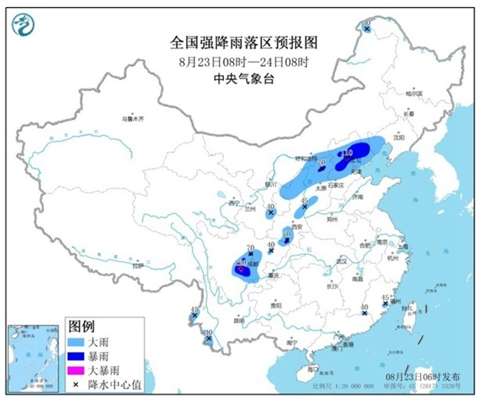 四川暴雨蓝色预警：14市州大到暴雨 雅安乐山眉山局地大暴雨